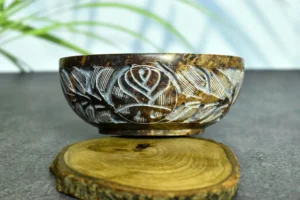 Carved soapstone incense burner bowl