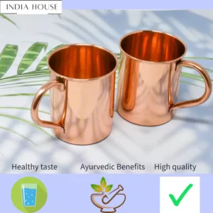 Copper hammered mugs with straws