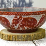 Floral carved soapstone serving bowl