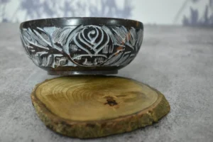 Incense burner floral soapstone bowl