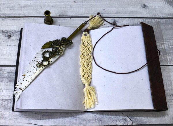 Large leather sketchbook with bookmark