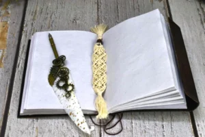Macramé bookmark leather journal gift