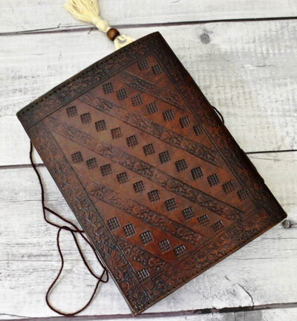 Macramé bookmark leather journal gift