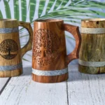 Wooden Beer Mugs with Tray