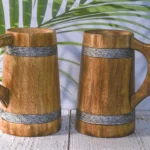 Wooden Beer Mugs with Tray