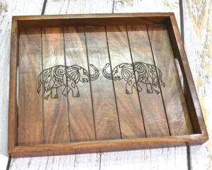 Wooden Serving Tray with Handles