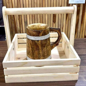 Indian Viking Style Wooden Beer Mug - 20 OZ Natural Hardwood Drinking Cup - Wedding & Birthday Gifts for Him - Image 3