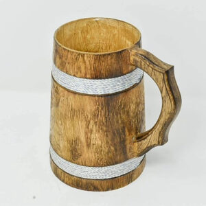 Indian Viking Style Wooden Beer Mug - 20 OZ Natural Hardwood Drinking Cup - Wedding & Birthday Gifts for Him - Image 4