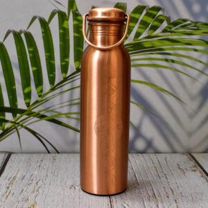 India House Handcrafted 100% Pure Copper Water Bottle – 7 Chakra with Macramé Bag, 1000ml – Ayurvedic Gift Bottle - Image 4
