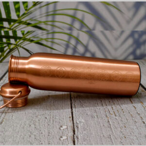 India House Handcrafted 100% Pure Copper Water Bottle – 7 Chakra with Macramé Bag, 1000ml – Ayurvedic Gift Bottle - Image 3
