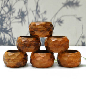 India House Handcrafted Wooden Carved Napkin Ring Everyday Use Decorative 1.5" Napkin Holders Set of 6 Perfect for Table Decor, Dinner Party, Dining Parties, Tabletop, Table Decoration - Image 2