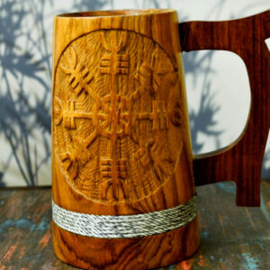 Indian Viking Style Wooden Beer Tree Of Life Mug - 20 OZ Natural Hardwood Drinking Cup - Wedding & Birthday Gifts for Him - Image 4