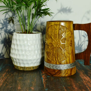 Indian Viking Style Wooden Beer Tree Of Life Mug - 20 OZ Natural Hardwood Drinking Cup - Wedding & Birthday Gifts for Him - Image 3