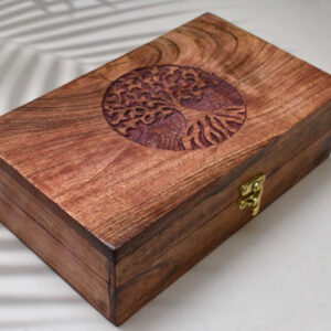 India House-Hand Engraved TREE OF LIFE Wooden Box Keepsake Jewelry Organizer & Storage- 10X6 inch - Image 3