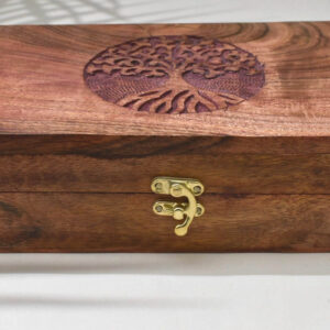 India House-Hand Engraved TREE OF LIFE Wooden Box Keepsake Jewelry Organizer & Storage- 10X6 inch - Image 2