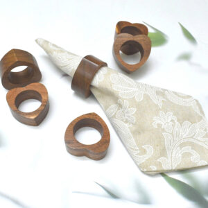 India House Handcrafted Wooden Carved Napkin Ring Everyday Use Decorative 1.5" Napkin Holders Set of 6 Perfect for Table Decor, Dinner Party, Dining Parties, Tabletop, Table Decoration - Image 2