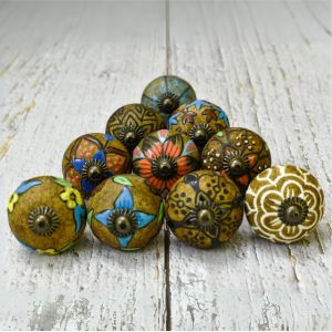 Ceramic Knobs Kitchen Cabinet Drawer Knobs Hardware Knobs Handmade Knobs Cabinet Knobs Ceramic Door Knobs. Set of 10 (Brown Ethnic)
