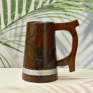 Indian Viking Style Wooden Beer Tree Of Life Mug - 20 OZ Natural Hardwood Drinking Cup - Wedding & Birthday Gifts for Him