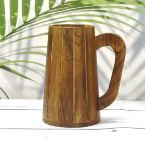 Indian Beer Wooden Mug for him-Viking Style 20 OZ Wooden Mug- Drinking Beer Mug Natural Hardwood – Wedding & Birthday Gifts for Him
