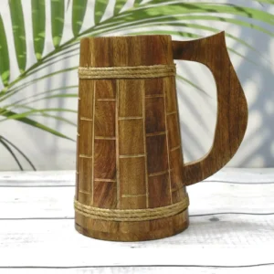 Indian Beer Wooden Mug for him-Antique Style 20 OZ Wooden Mug- Drinking Beer Mug Natural Hardwood - Wedding & Birthday Gifts for Him
