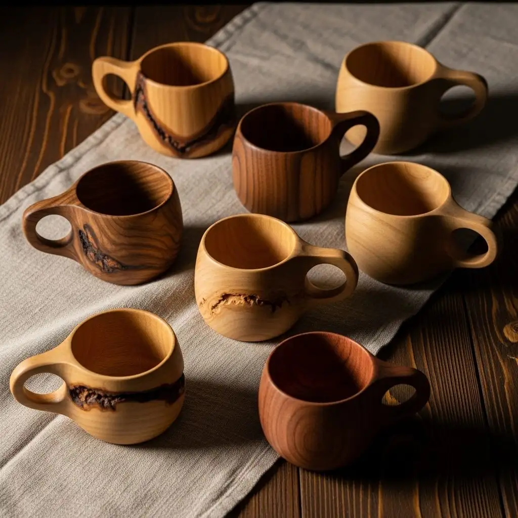 Artisan handcrafting a wooden beer mug
