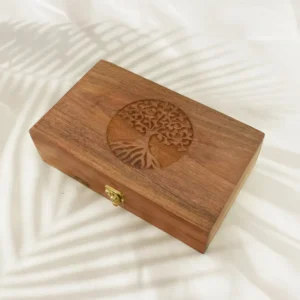 India House-Hand Engraved TREE OF LIFE Wooden Box Keepsake Jewelry Organizer & Storage- 10X6 inch