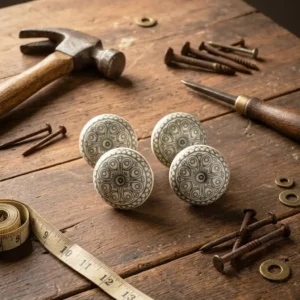 Ceramic Knobs for Cabinets – Set of 10 Decorative Grey and White Ceramic Knobs for Home Kitchen Cabinet Drawer Wardrobe and Dresser Pulls