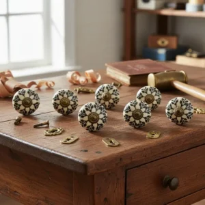 Ceramic Knobs Black and White  for Kitchen Cabinets Bathroom Cupboards Dresser Drawers Chest Handmade Knobs and Pulls