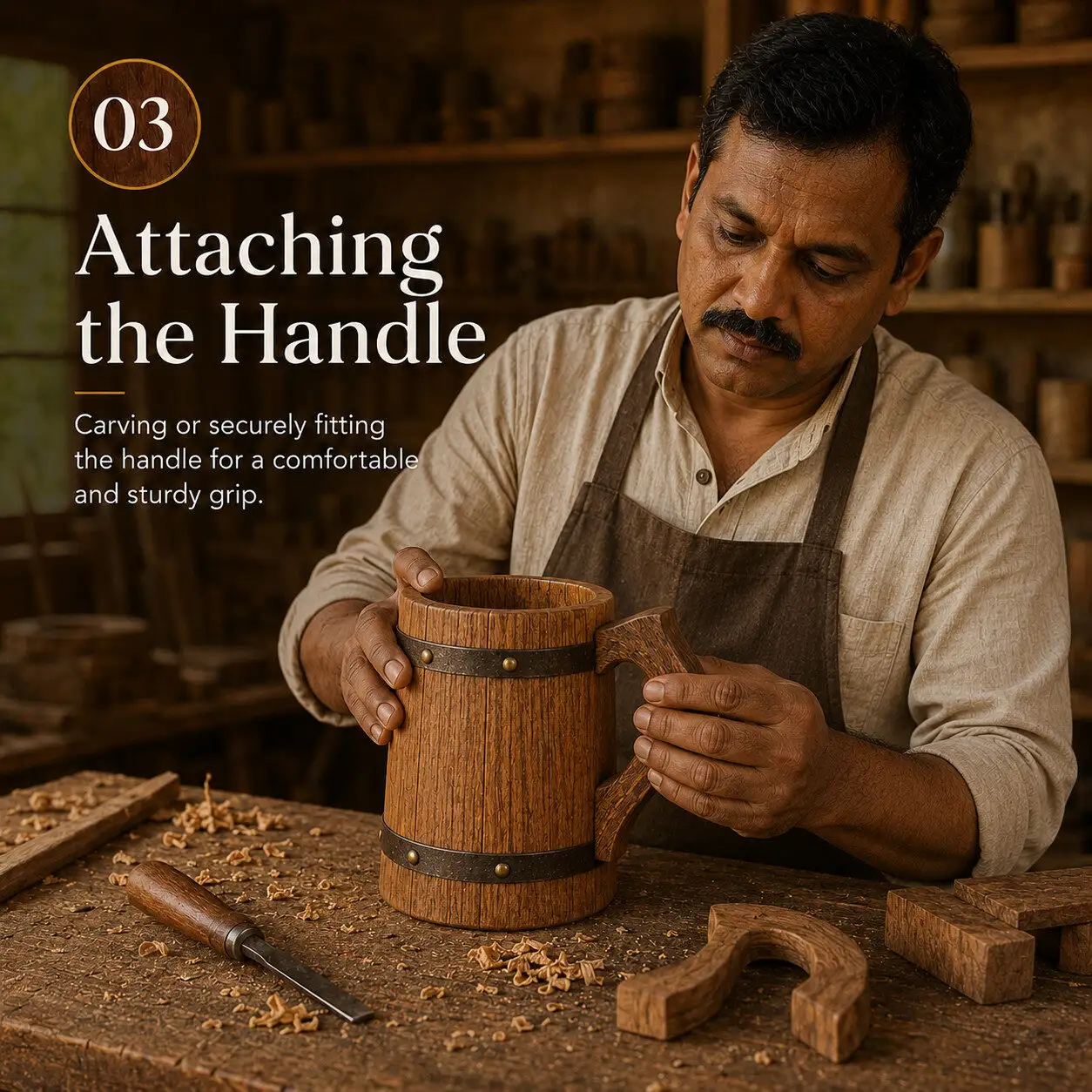 Carving and securely mounting a custom wooden handle