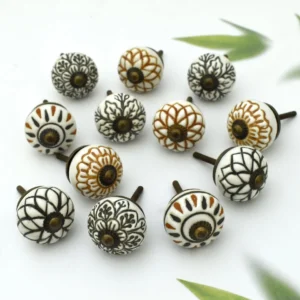 Ceramic Knobs for Cabinets - Set of 12 Decorative Multicolor Floral Hand Painted Ceramic Knobs for Home Kitchen Cabinet Drawer Wardrobe and Dresser Pulls with matt Finish