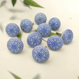 Ceramic Knobs for Cabinets - Set of 10 Decorative Blue Ceramic Knobs for Home Kitchen Cabinet Drawer Wardrobe and Dresser Pulls