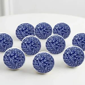 Ceramic Knobs Colorful Blue for Kitchen Cabinets Bathroom Cupboards Dresser Drawers Chest Handmade Pottery Set of 10
