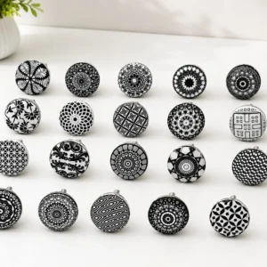 Black and white ceramic knobs for cabinets - product image 1