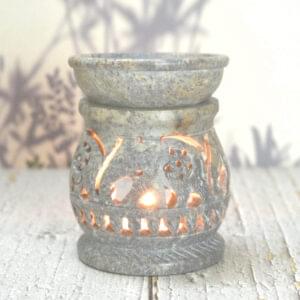 India House- Elephant Carved Soapstone Aroma Diffuser – Oil Burner or Tea Light Holder for Relaxation