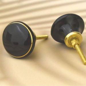 Ceramic Knobs for Cabinets - Set of 10 Decorative Black Ceramic Knobs for Home Kitchen Cabinet Drawer Wardrobe and Dresser Pulls with Glossy Finish