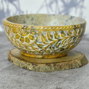 Carved Soapstone Serving,Incense Burner,Cleansing, Burning Sage, Smudge Bowl 5" x 2" -Multipurpose
