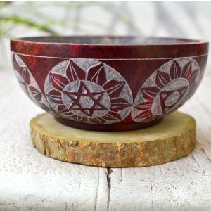 Carved Soapstone Serving,Incense Burner,Cleansing, Burning Sage, Smudge Bowl 5" x 2" -Multipurpose - Seven Chakra